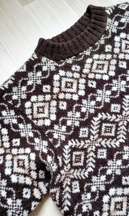 Вовняний в'язаний светр у ретро стилі, фото №4