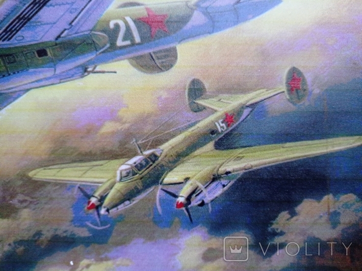 Collectible plaque - poster in vintage style "Soviet Aircraft - Air Battle"., photo number 5