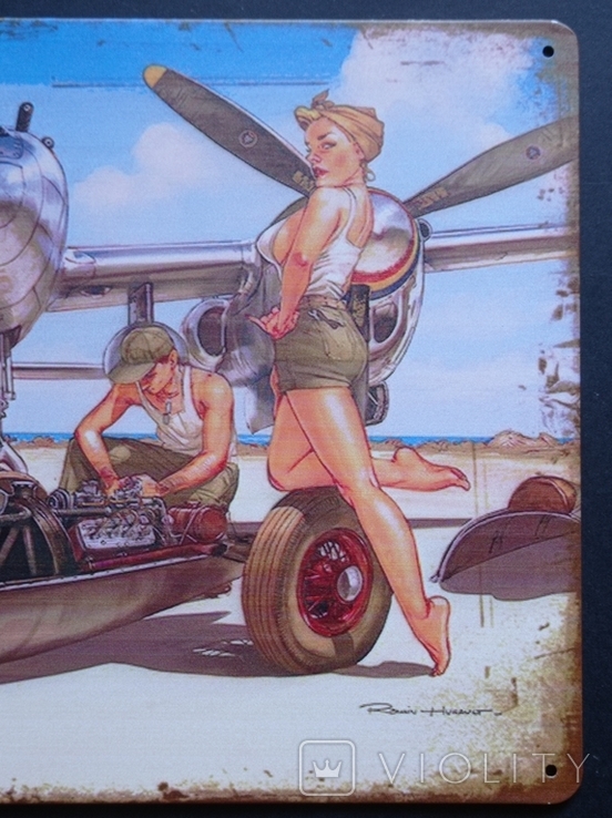 The collectible plaque is a poster of Pin Up in vintage style., photo number 7