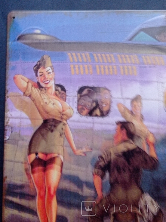 The collectible plaque is a poster of Pin Up in vintage style., photo number 5
