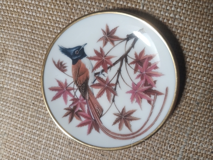 3 Коллекционных блюдца Певчие птицы. Ручная роспись Franklin Porcelain 1981 Англия, фото №4