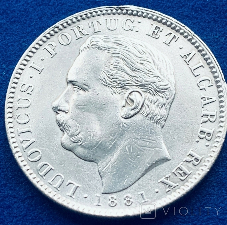 1 рупия 1881 Португальская Индия, Гоа серебро 0.917, KM#312, фото №2