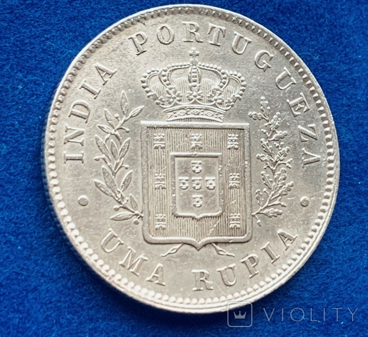1 рупия 1881 Португальская Индия, Гоа серебро 0.917, KM#312, фото №7