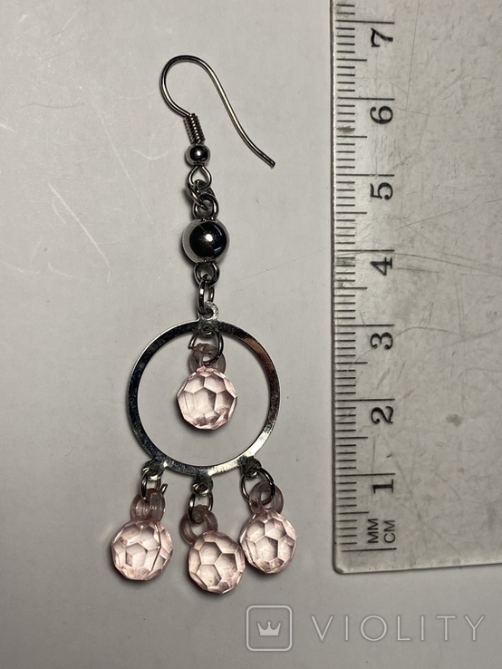 Pendant earrings Pink stones, photo number 5