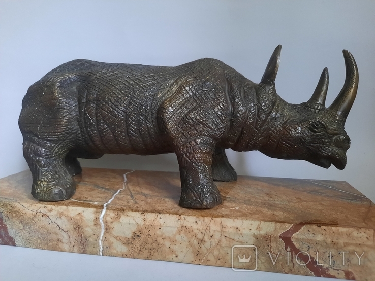 Rhinoceros. Bronze. Sculpture. Marble., photo number 2