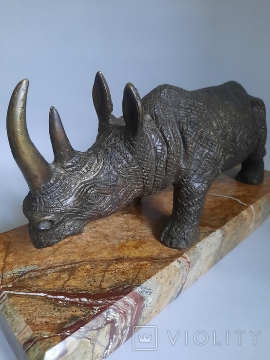 Rhinoceros. Bronze. Sculpture. Marble., photo number 5