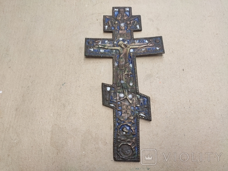 Крест старообрядческий с эмалями. Большой., фото №2