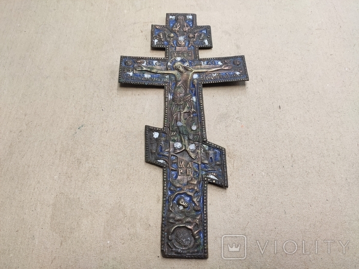 Крест старообрядческий с эмалями. Большой., фото №3
