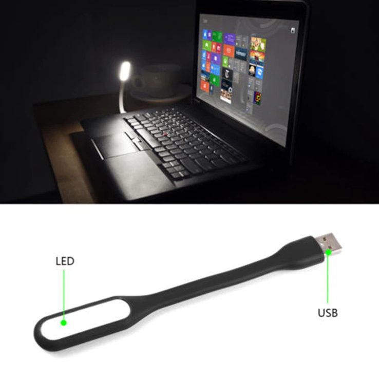 Гибкий мини LED светильник USB черный, фото №7