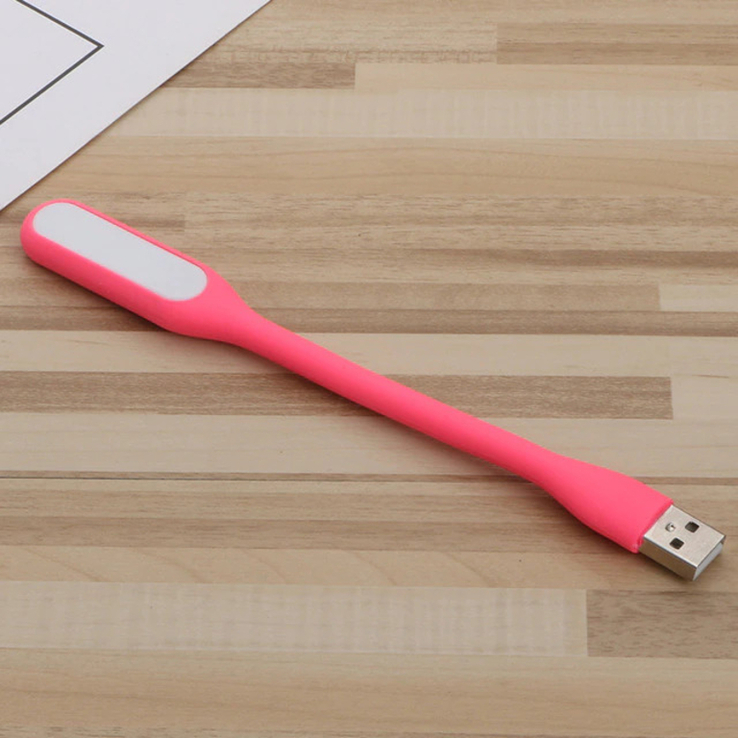 Гибкий мини LED светильник USB розовый, фото №4