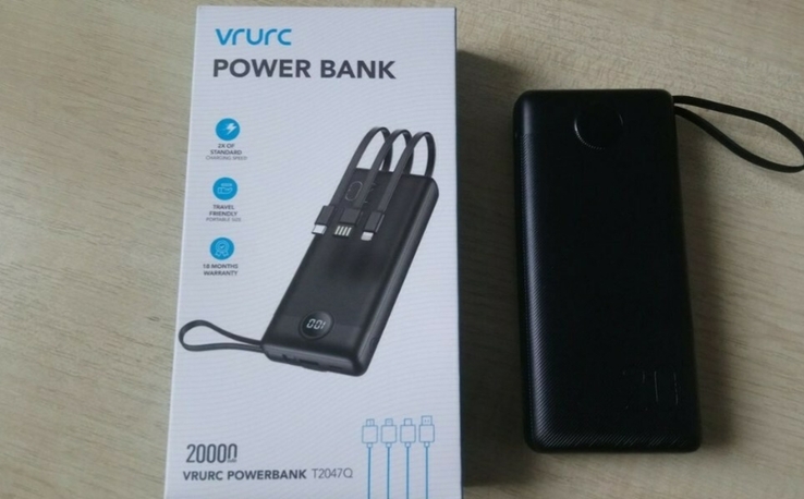 Powerbank VRURC T2047Q 20000mAH чорний (виготовлений для Європи), фото №7