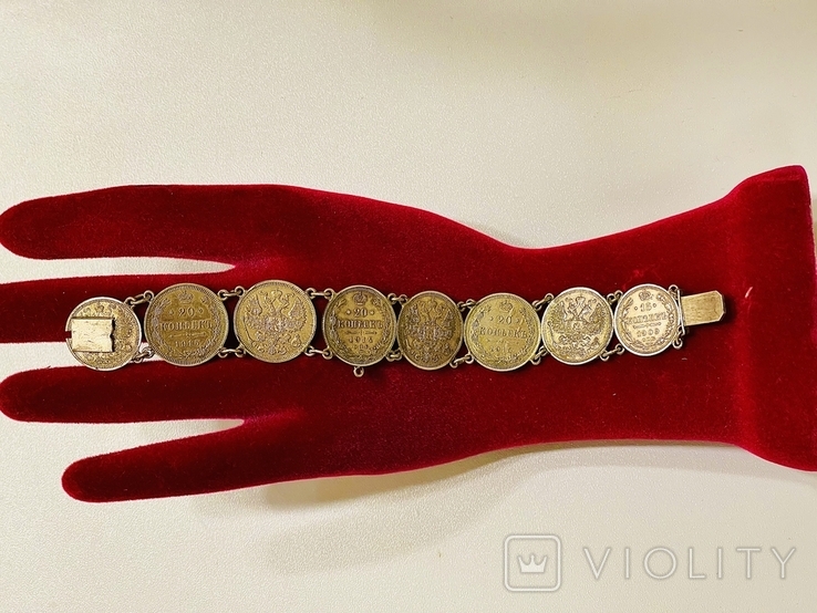 Silver bracelet made of coins, photo number 2