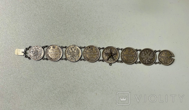 Silver bracelet made of coins, photo number 8