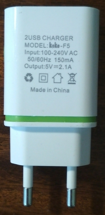 Зарядка.Универсальное USB-зарядное устройство с двумя портами 5V 2.1A, фото №4