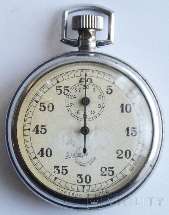 Vintage stopwatch mechanical sports pocket watch Zlatoust USSR 1960s., photo number 2