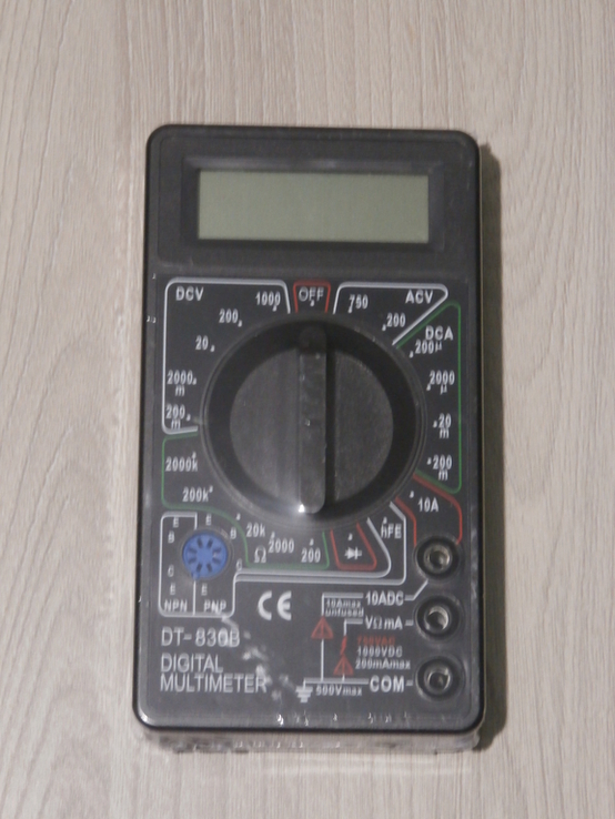 Цифровой мультиметр тестер Digital DT-830B крона+щупи в комплекті, фото №4