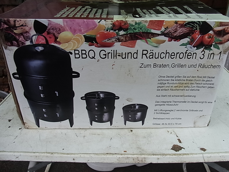 Гриль Садовий камин, коптильня, мангал BBQ GRIL - und RAUCHEROFEN 3 in 1 з Німеччини, фото №2