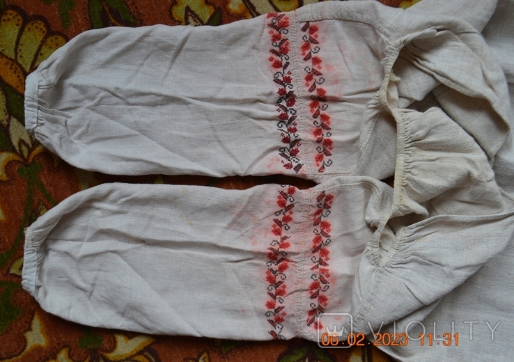 The shirt is old Ukrainian embroidered. Embroidery. Homespun hemp fabric. 97x71 cm. No9, photo number 3