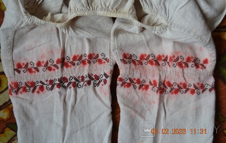 The shirt is old Ukrainian embroidered. Embroidery. Homespun hemp fabric. 97x71 cm. No9, photo number 4