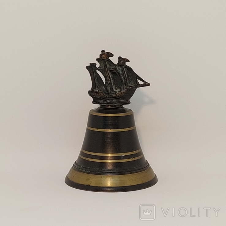 Винтажный вызывной колокольчик Германия колокол бронзовый колокольчик корабль парусник, photo number 4