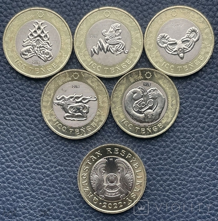 Kazakhstan Kazakhstan - set of 5 coins x 100 Tenge 2022 Saki style bimetall