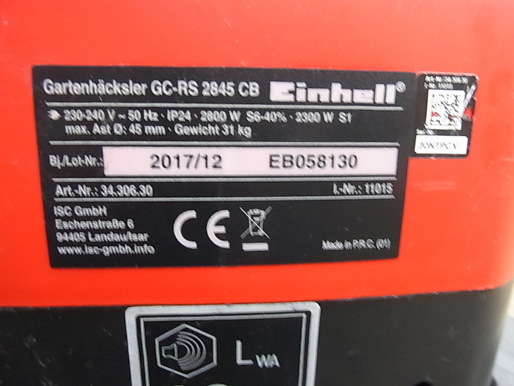 Подрібнювач для ГІілок EINHELL GC-RS 2845 CB з Німеччини, numer zdjęcia 8
