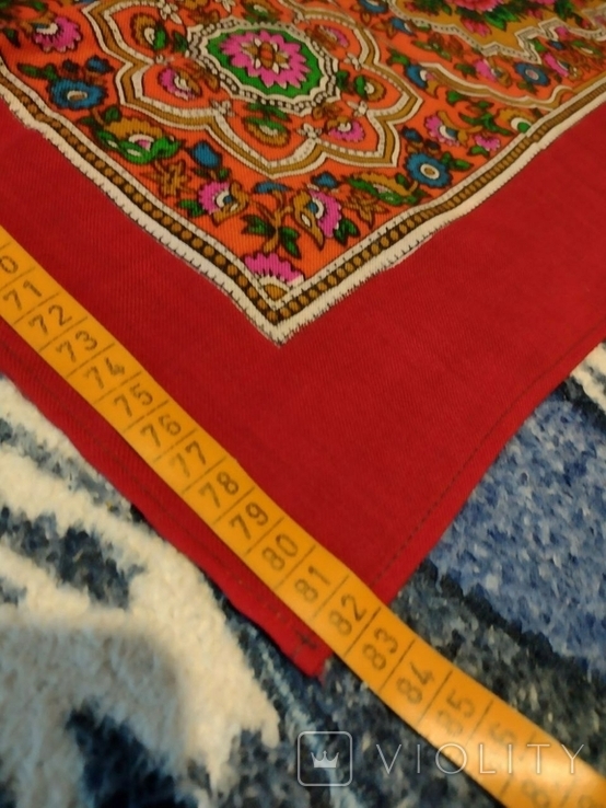 Red woolen scarf with Ukrainian ornament, photo number 4