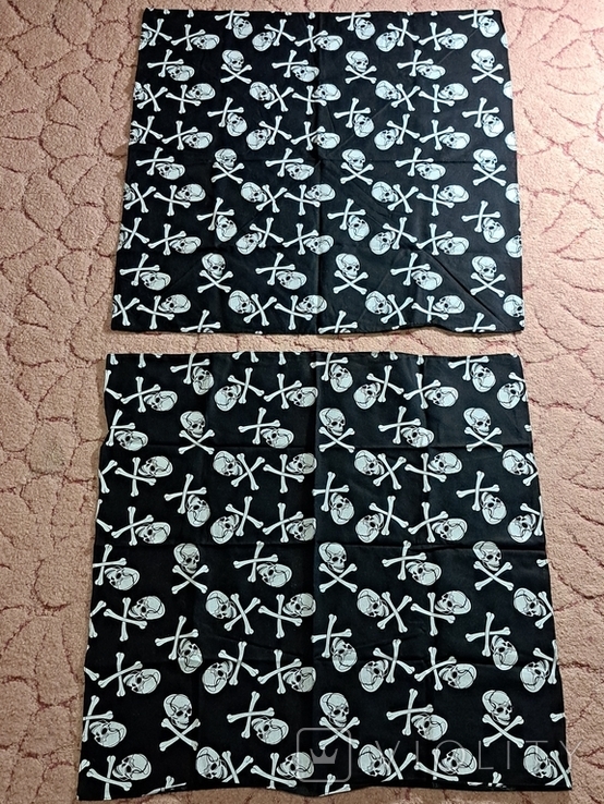 Новый чёрный платок бандана с черепами, череп и кости, 2 шт, 52/53 см