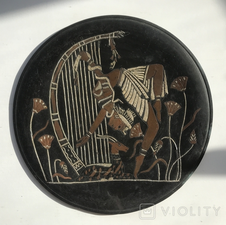 Wall plate Musician. Souvenir copper Egypt., photo number 4