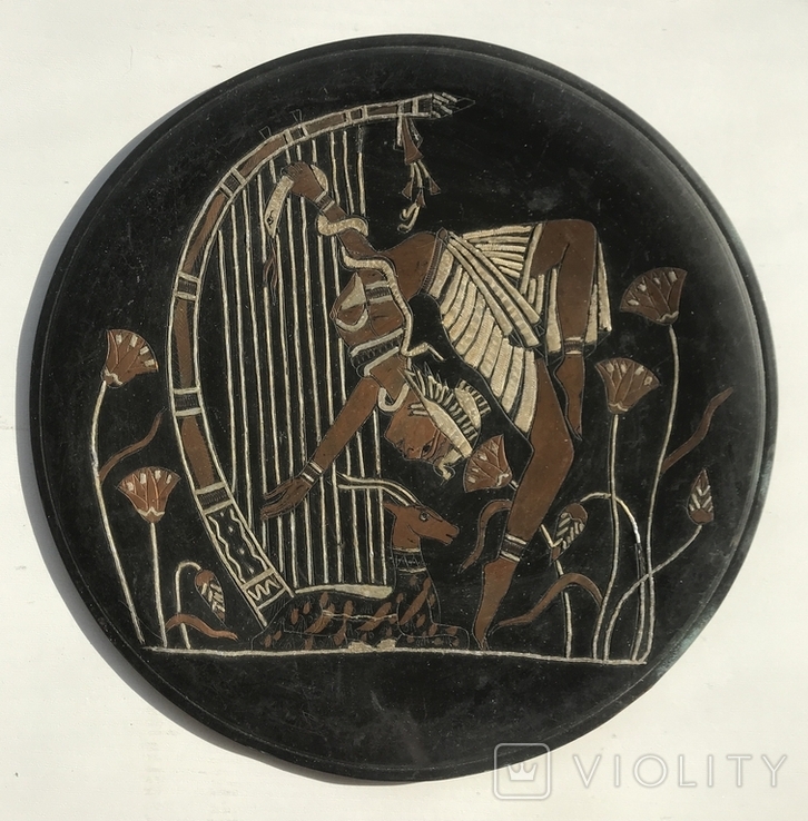 Wall plate Musician. Souvenir copper Egypt., photo number 2
