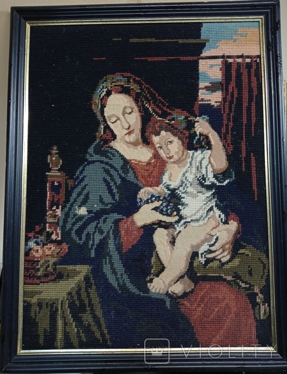 Antique icon of the Mother of God, tapestry, Germany, photo number 2