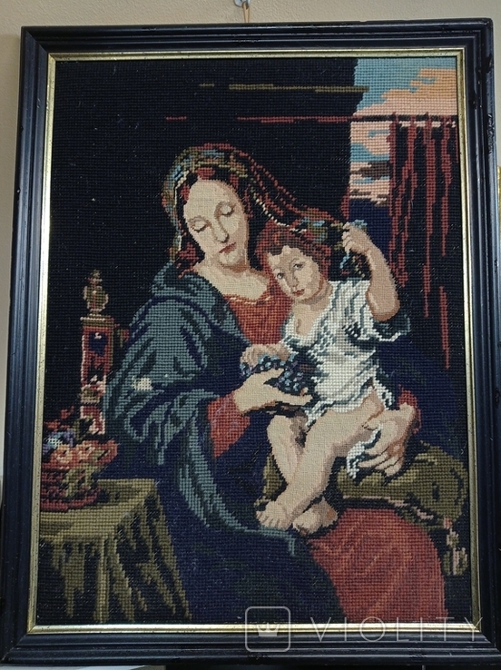 Antique icon of the Mother of God, tapestry, Germany, photo number 3