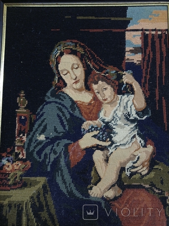 Antique icon of the Mother of God, tapestry, Germany, photo number 4