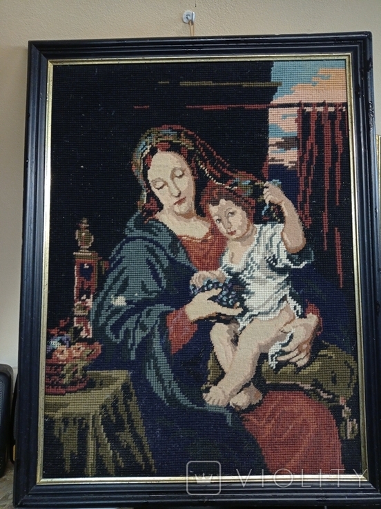 Antique icon of the Mother of God, tapestry, Germany, photo number 6