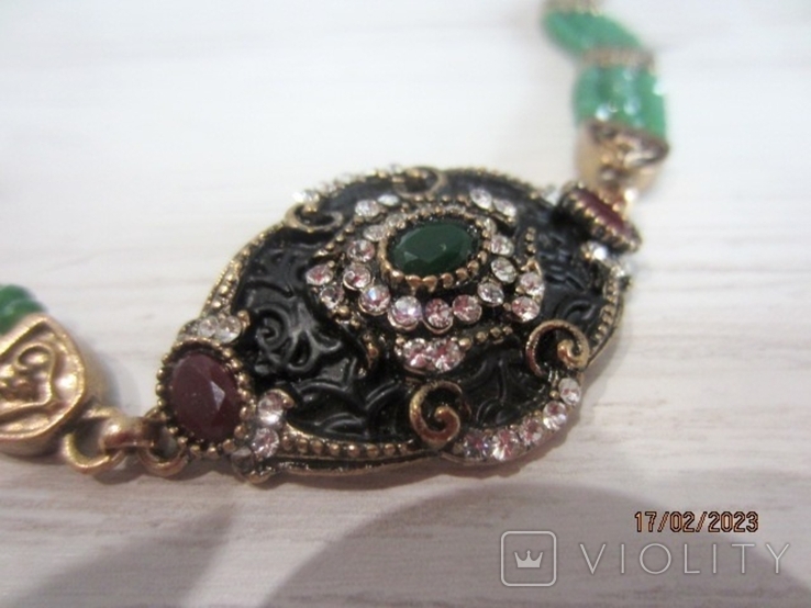 Ethnic bracelet in the style of the Ottoman Empire, enamel, chrysoprase, ruby, photo number 3