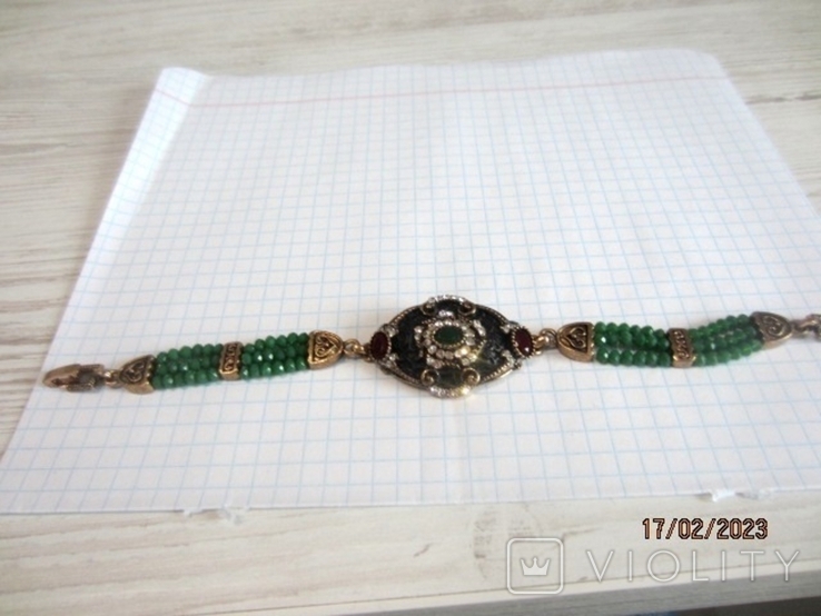 Ethnic bracelet in the style of the Ottoman Empire, enamel, chrysoprase, ruby, photo number 8
