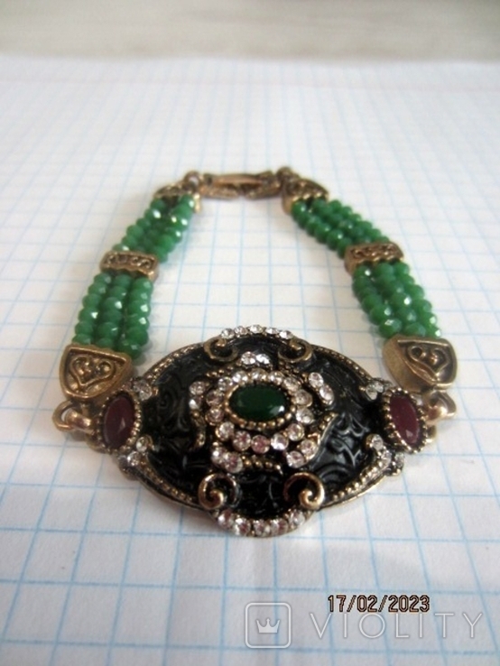 Ethnic bracelet in the style of the Ottoman Empire, enamel, chrysoprase, ruby, photo number 9