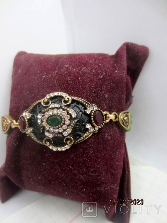 Ethnic bracelet in the style of the Ottoman Empire, enamel, chrysoprase, ruby, photo number 11