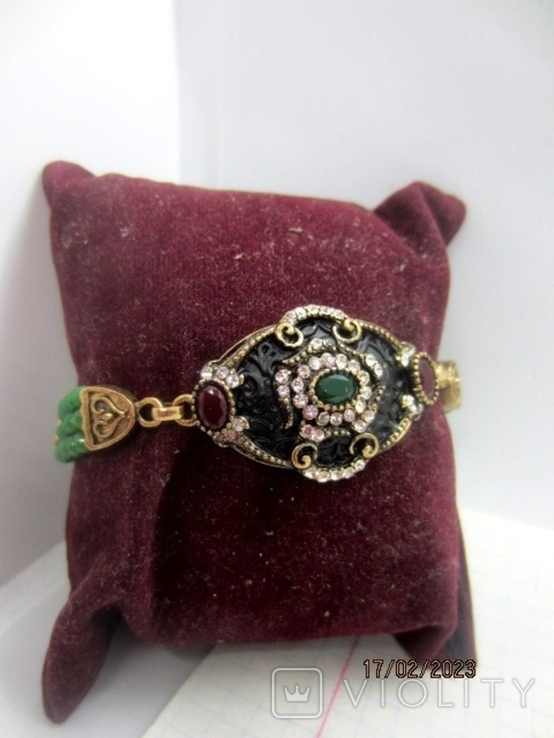 Ethnic bracelet in the style of the Ottoman Empire, enamel, chrysoprase, ruby, photo number 13