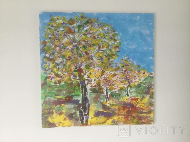 Картина, холст, акрил, "Осень" 35 х 35 см., фото №5