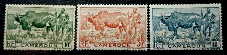 1946 Cameroon French Colonies Standard Fauna Bull Zebu No. 270 - 272 Clean