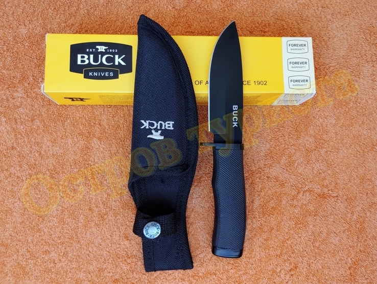 Охотничий Нож Buck 009 Black с чехлом 56HRC 440C реплика, фото №6