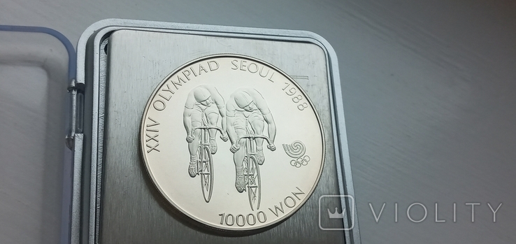 Срібна монета Кореї 1988 року. Велоспорт., фото №3