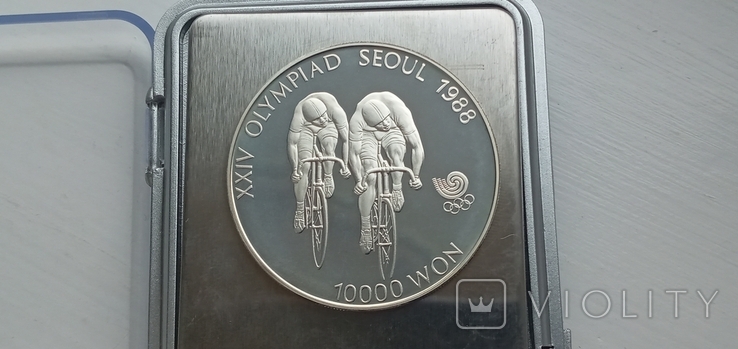 Срібна монета Кореї 1988 року. Велоспорт., фото №5