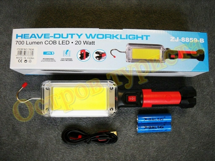 Кемпинговый аккумуляторный фонарь ZJ-8859-B для СТО, гаража с магнитом USB зарядка, numer zdjęcia 2