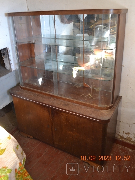 The sideboard is antique. Cupboard. Showcase. Slide. Production of the GDR. 1950s, photo number 2