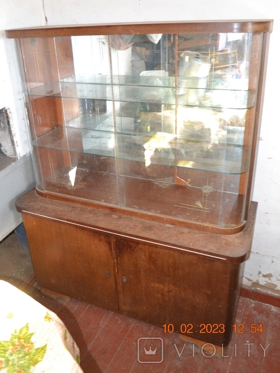 The sideboard is antique. Cupboard. Showcase. Slide. Production of the GDR. 1950s, photo number 3