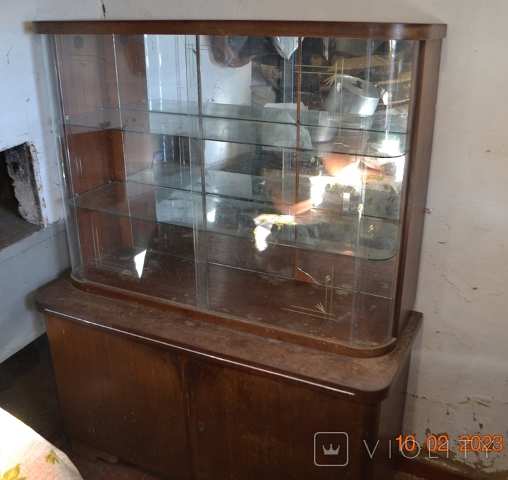 The sideboard is antique. Cupboard. Showcase. Slide. Production of the GDR. 1950s, photo number 4