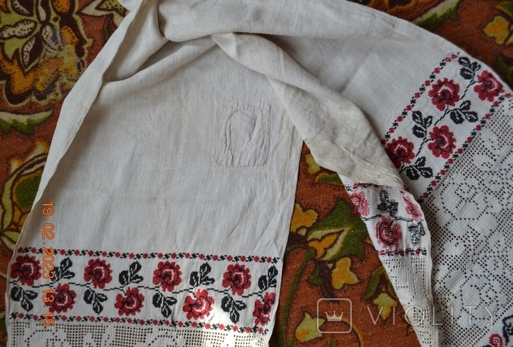 Embroidered towel "Roses". Hemp cloth. Cross-stitching, twisting. 328x45, photo number 11