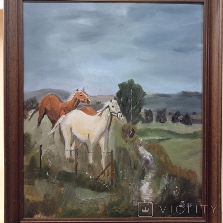 Antique painting "Horses", oil, Germany. Original., photo number 7